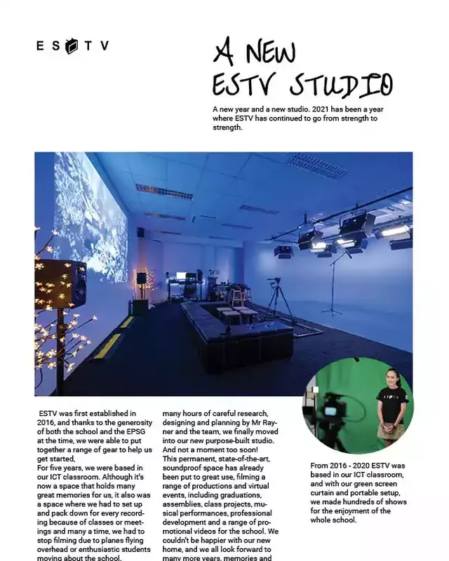 Feature page on the new ESTV production studio at SJI International