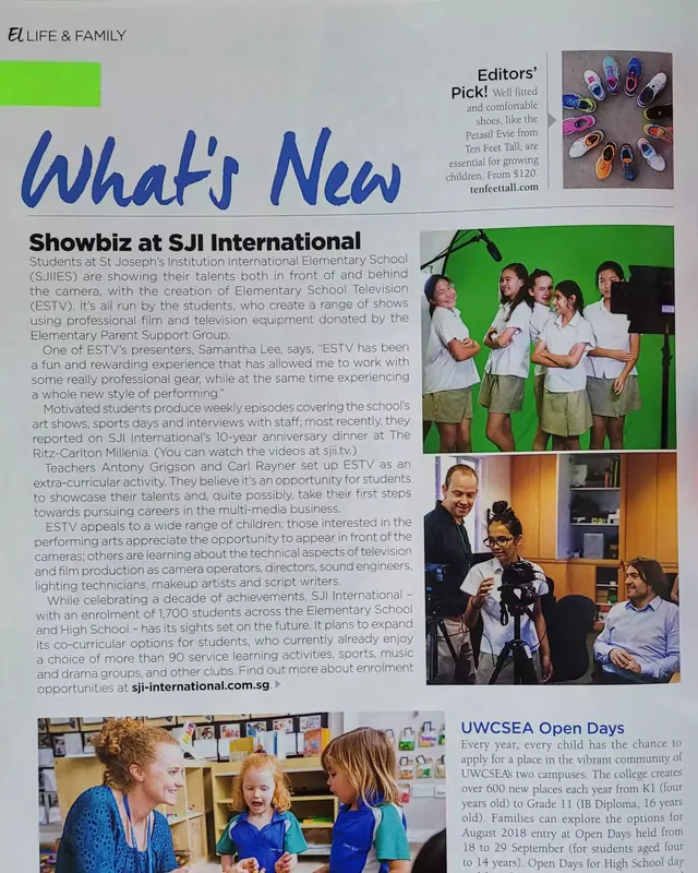 Expat Living magazine article on student television at SJI International