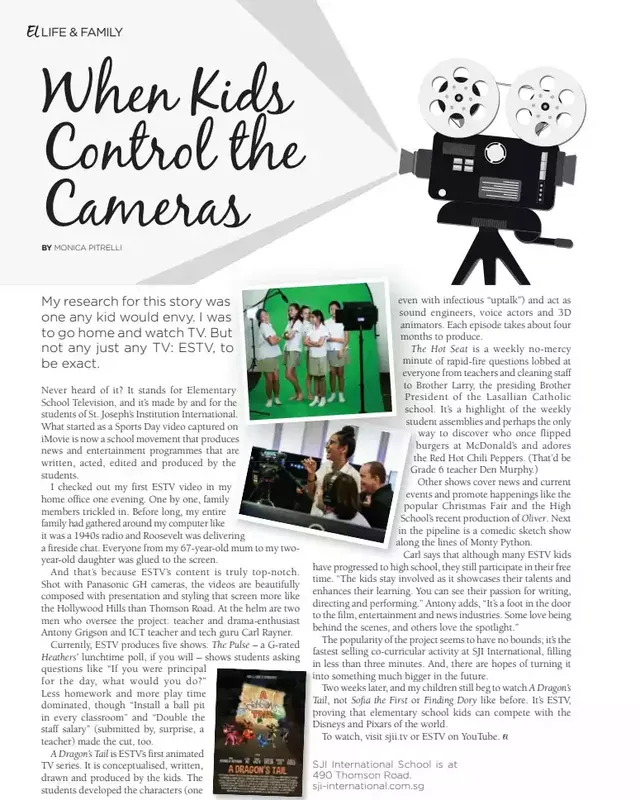 Expat Living magazine feature on ESTV, the student TV channel at SJI International