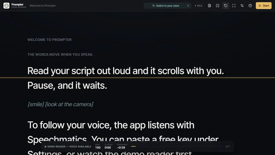 Prompter script view